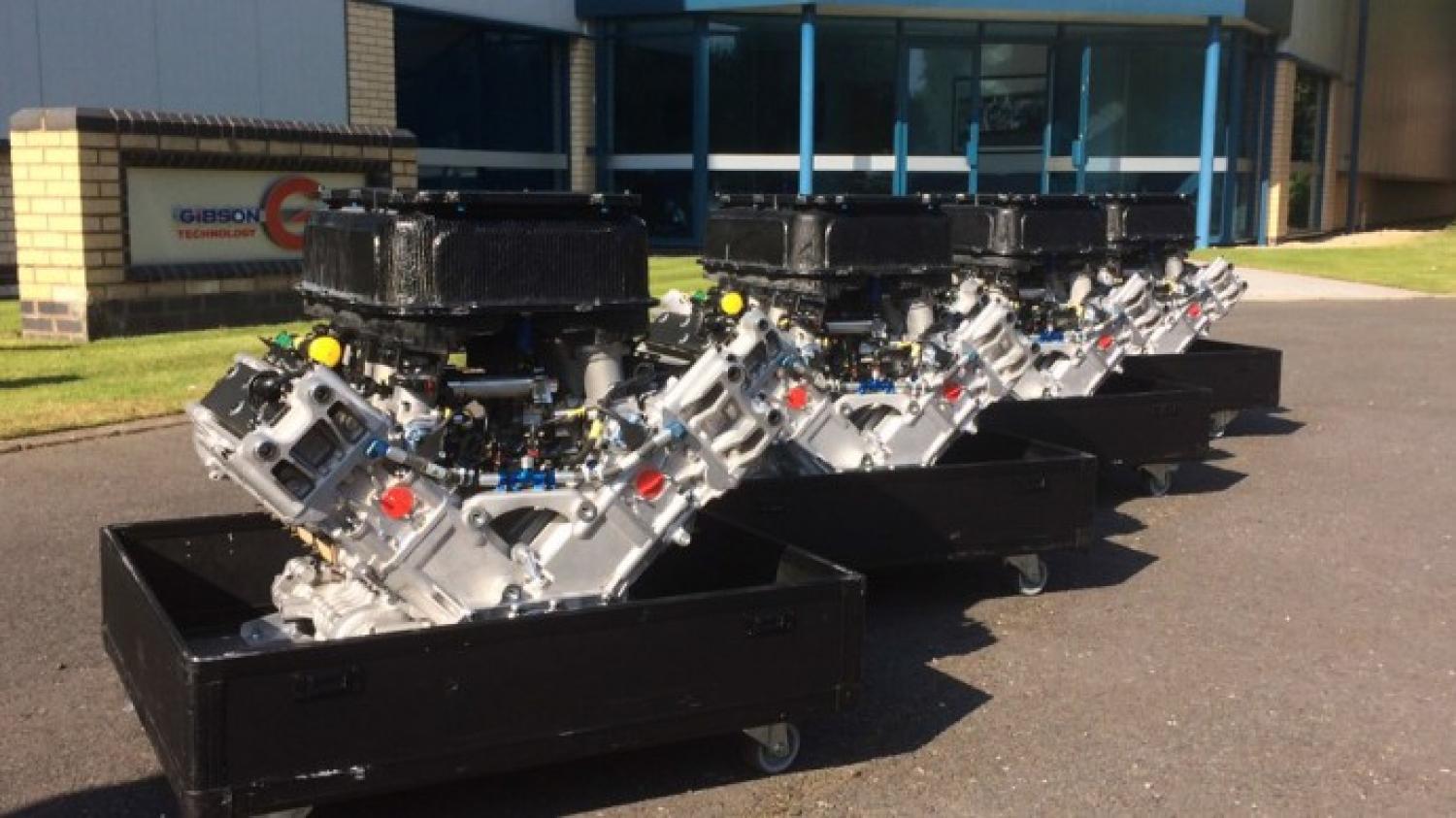 The first Gibson engines delivered to the four LM P2 constructors