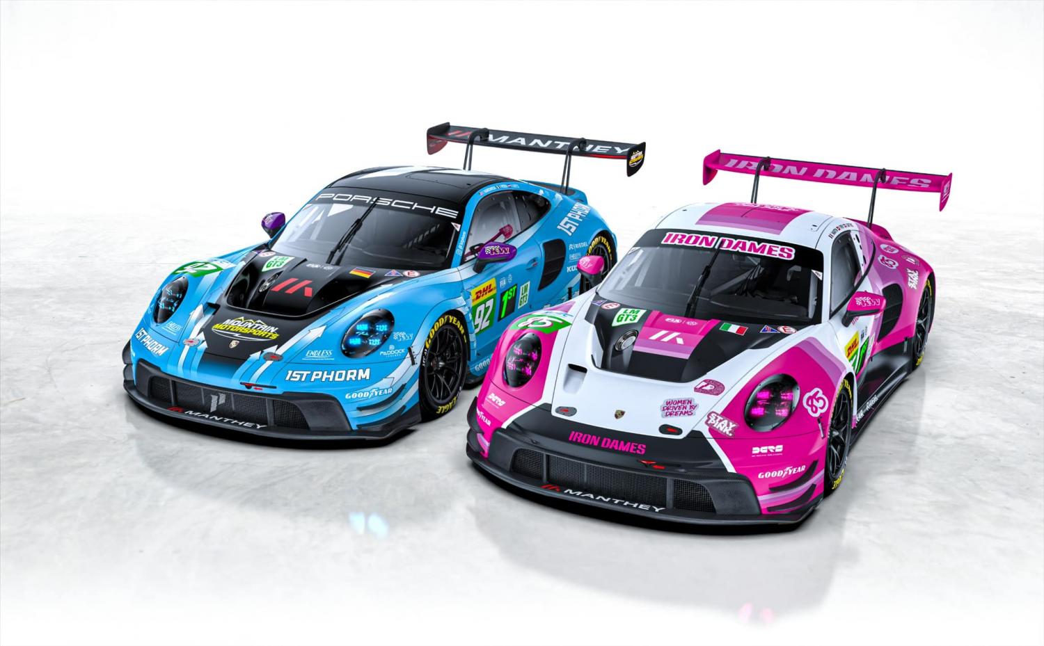 Check out the liveries for the Manthey Racing and Iron Dames Porsches
