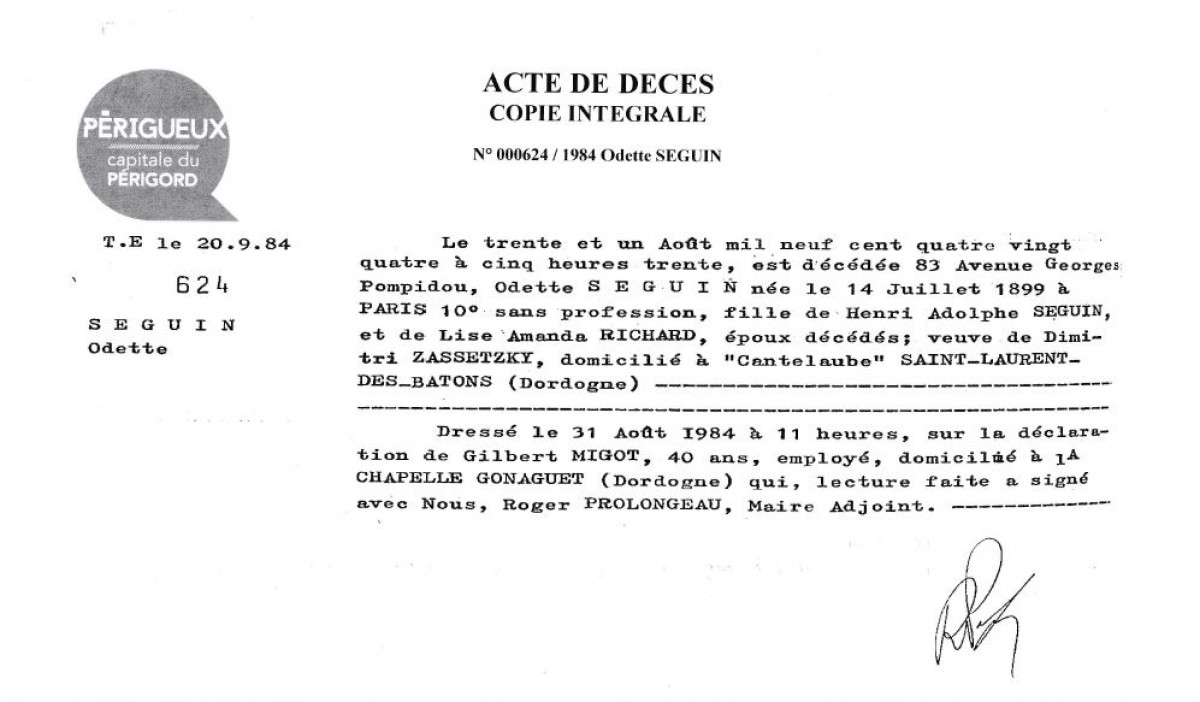 Madame Siko s'éteint en 1984, à l'âge de 85 ans.