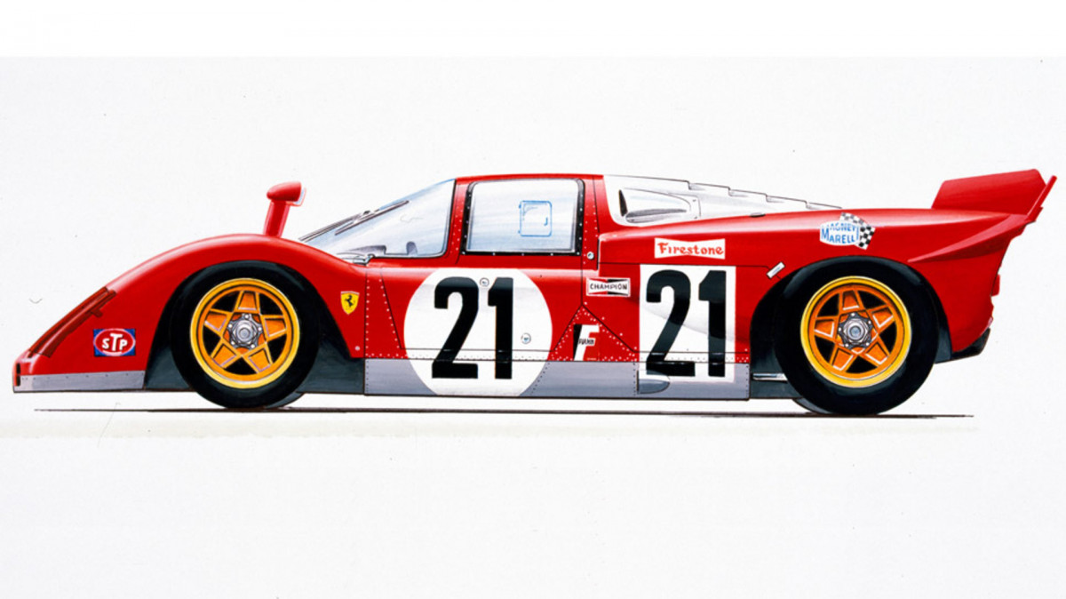 A rendering of the Ferrari 512 S. One of the beast's few wins was at the 1970 12 Hours of Sebring.