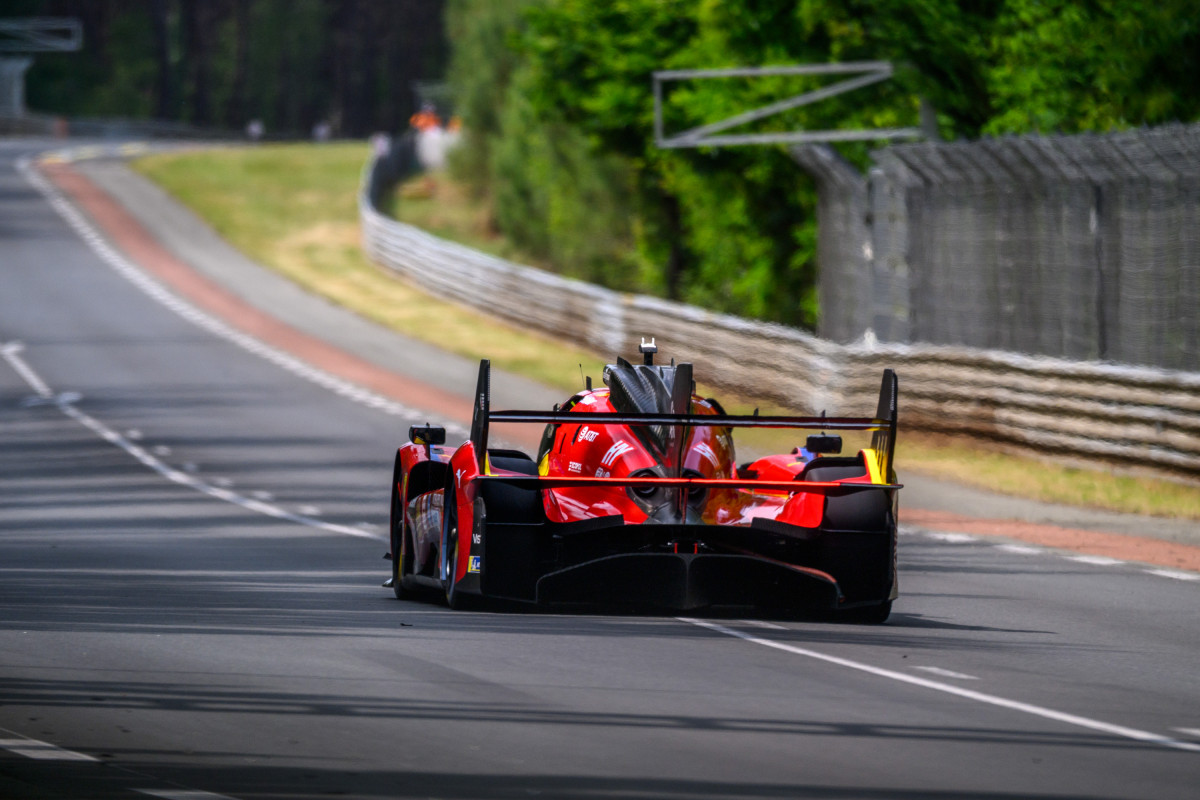 The sight of its rivals - the #50 Ferrari leads after four hours